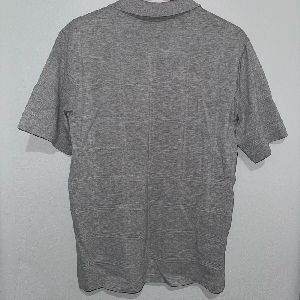 Polo Golf Ralph Lauren M Gray Textured Check Stripes Logo Button Polo Shirt - Picture 2 of 9